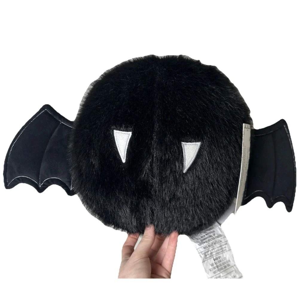 CUPCAKES & CASHMERE HALLOWEEN BLACK ROUND BAT GLOW IN THE DARK THROW PILLOW NWT